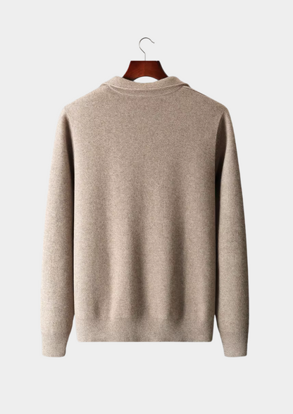 ZIP-POLOTRÖJA I EXTRA FIN MERINOULL